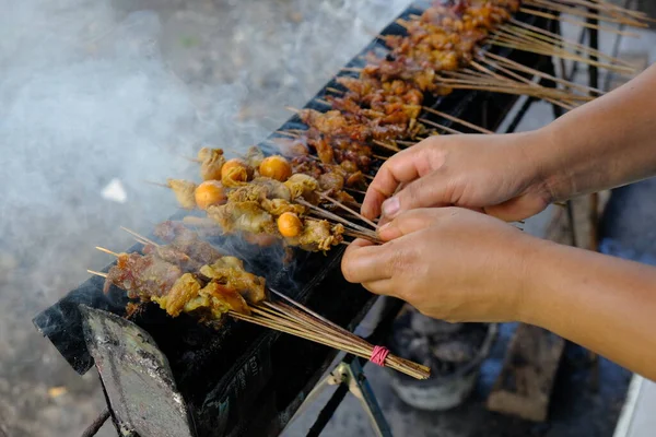 Sate Ambal Chicken Satay Typical Kebumen Area Central Java Satay — Stock Photo, Image