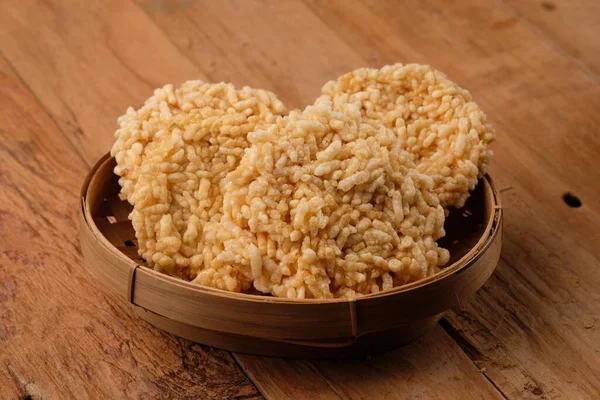 Rengginang Uno Spuntino Tipico Indonesiano Base Cereali Riso Glutinoso Che — Foto Stock