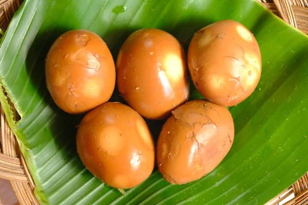 Telur Pindang Telur Bacem Ovo Cozido Com Molho Soja Doce — Fotografia de Stock