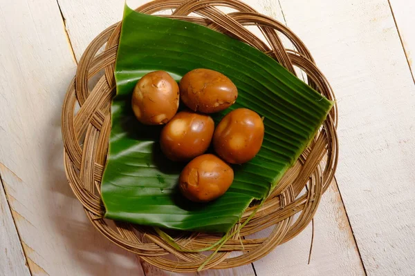 Telur Pindang Telur Bacem Een Gekookt Met Zoete Sojasaus Bruine — Stockfoto
