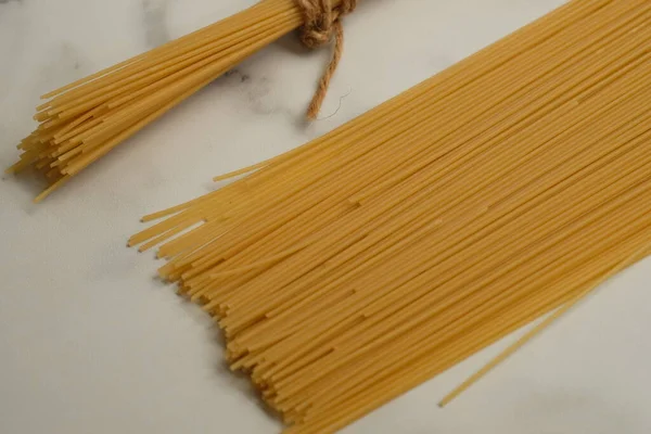 Nahaufnahme Glutenfreier Spaghetti Glutenfreie Spaghetti Aus Vollkornmehl Diese Spaghetti Lösen — Stockfoto