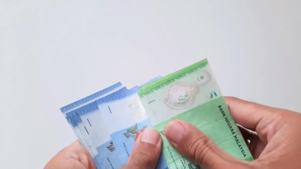 Ruce Počítající Malajské Peníze Ringgitu — Stock video
