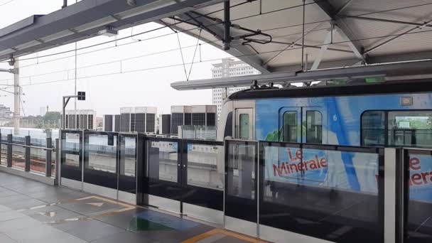 Mass Rapid Transit Train Depart Lebak Bulus Station Jakarta Indonesia — Stock Video