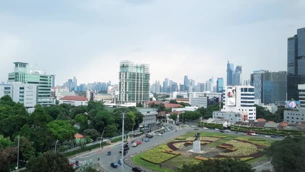 Luftaufnahme Des Heldendenkmals Oder Tugu Tani Jakarta Indonesien — Stockvideo