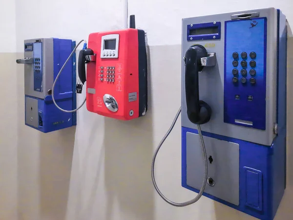 stock image Vintage coin payphone in a supermarket in Jakarta