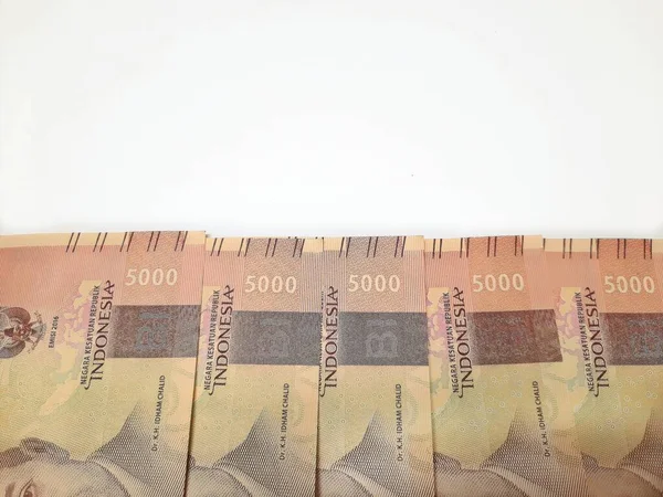 Rupia Indonesiana Valuta Sfondo Bianco Cinquemila Rupie — Foto Stock