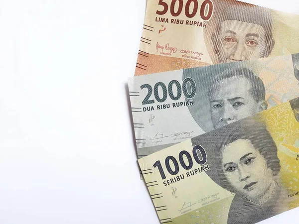 Rupia Indonesiana Valuta Sfondo Bianco Piccole Nominale — Foto Stock