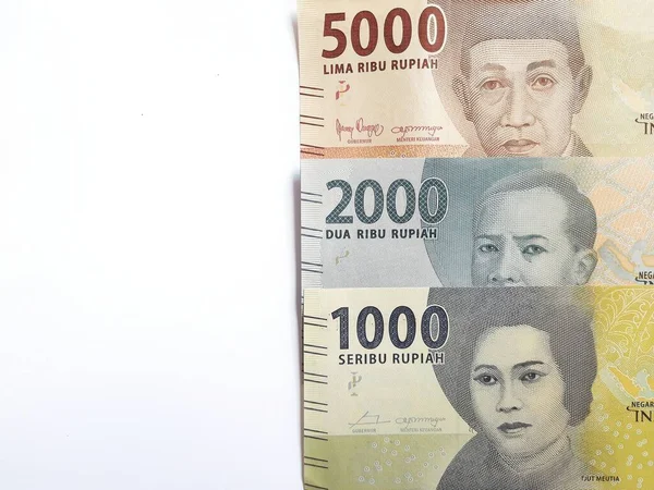Rupia Indonesiana Valuta Sfondo Bianco Piccole Nominale — Foto Stock