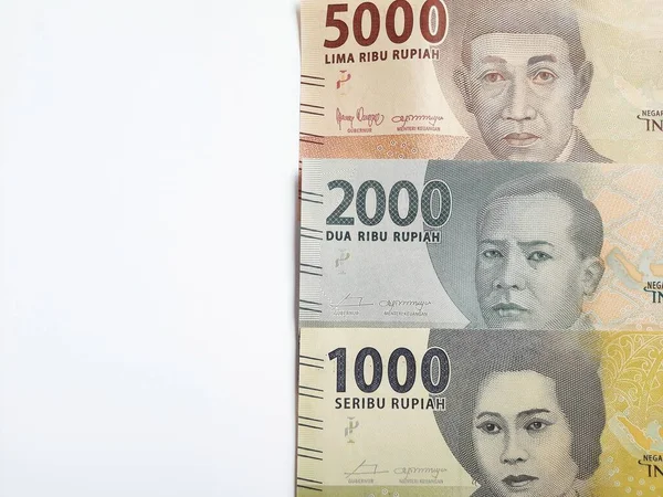 Indonezyjska Waluta Rupii Białym Tle Małe Nominały — Zdjęcie stockowe