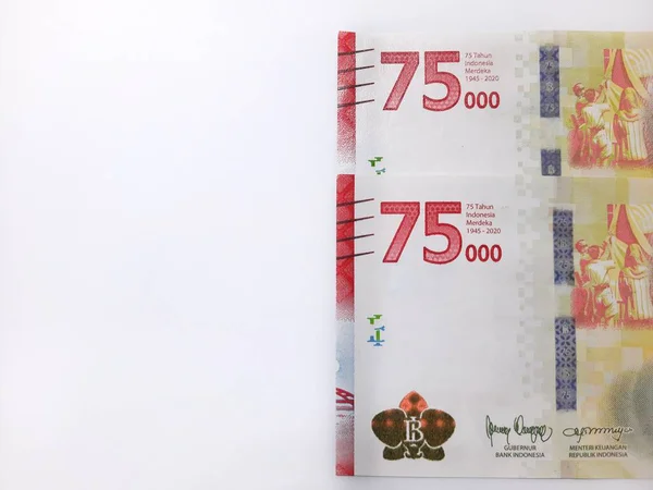 Indonesische Rupiah Währung Fünfundsiebzigtausend Rupien Sonderausgabe Jahren Unabhängigkeit Indonesiens — Stockfoto