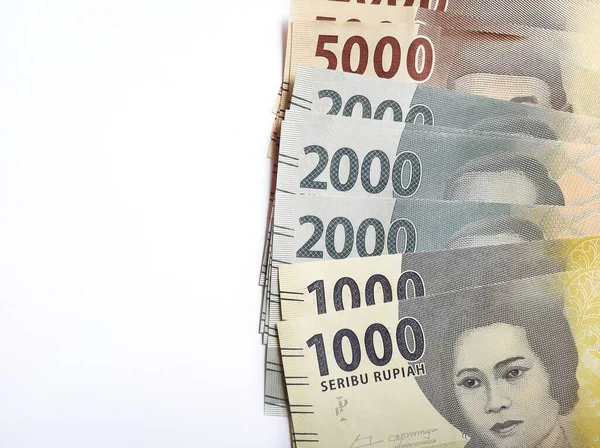Indonesisk Rupiah Valuta Vit Bakgrund Liten Nominell — Stockfoto