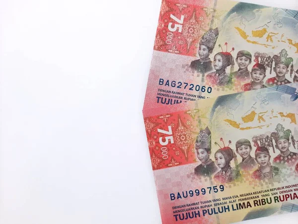 Indonesisk Rupiah Valuta Sjuttiofem Tusen Rupier Specialutgåva För Indonesisk Självständighet — Stockfoto
