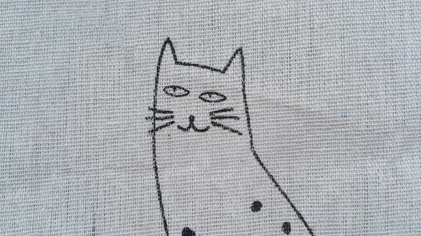 Cat Line Art Picture Fabric — Stock Photo, Image