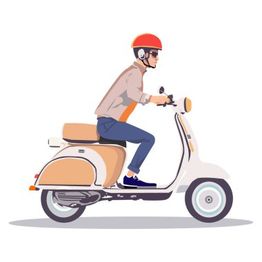 Motosikletli bir adam vektör çizimi yapıyor.