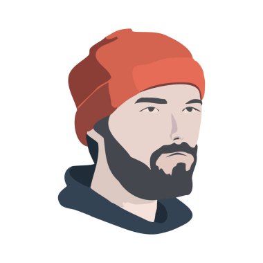 Bereli şapka vektör çizimi giyen bir adam.