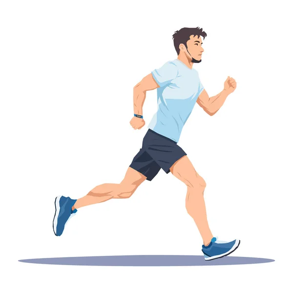 Ein Mann Läuft Marathon Vektor Illustration — Stockvektor