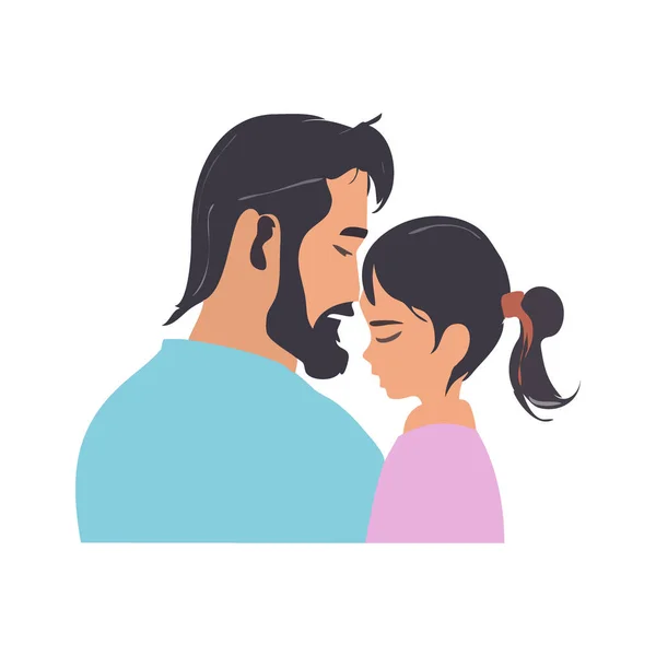 Porträt Des Vaters Und Seines Kleinen Mädchens Vektor Illustration Glücklicher — Stockvektor