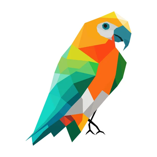 Papoušek Geometrickém Tvaru Vektorové Ilustrace Mnohoúhelníková Ilustrace Ptáků — Stockový vektor