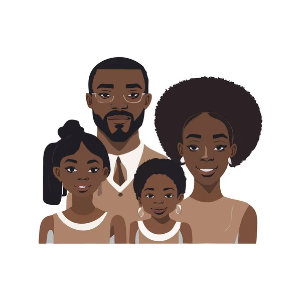 アフリカ系アメリカ人の家族のイラストベクトルイラスト — ストックベクタ