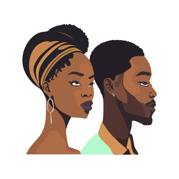 Ilustrasi Afrika Amerika Muda Vektor Pasangan - Stok Vektor