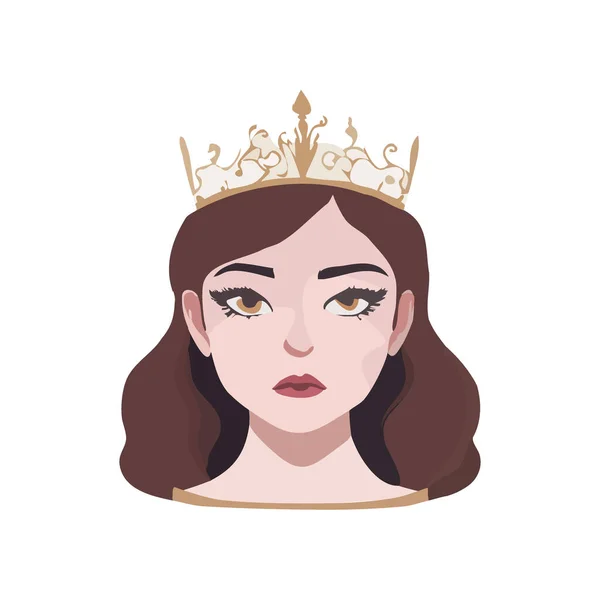 Retrato Princesa Vestindo Coroa Vetor Ilustração —  Vetores de Stock