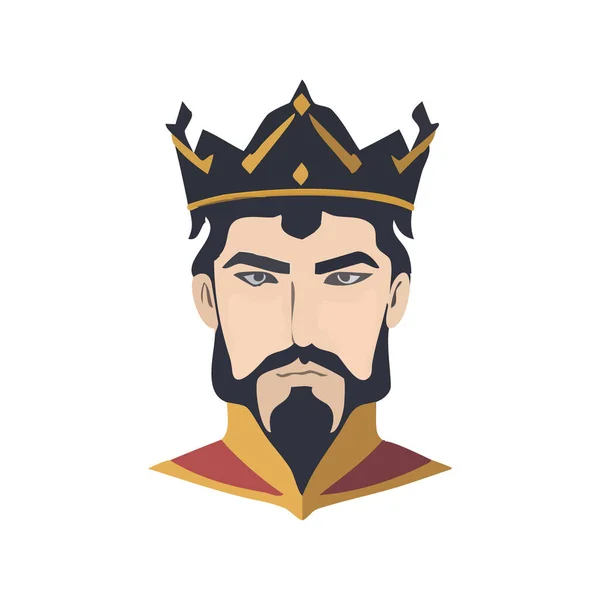 Portret Van Een Koning Met Kroon Vector Illustratie — Stockvector