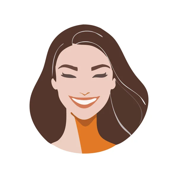 Portrait Smiling Young Woman Vector Illustration — Stock Vector