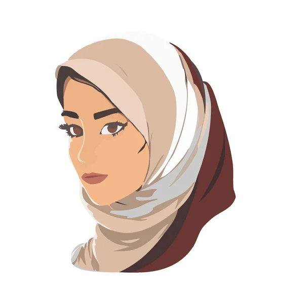 Портрет Красивой Мусульманки Мусульманки Носящей Хиджаб — стоковый вектор
