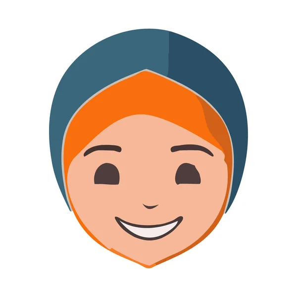Portrait Moslem Little Girl Wearing Hijab Vector Illustration — Stock Vector
