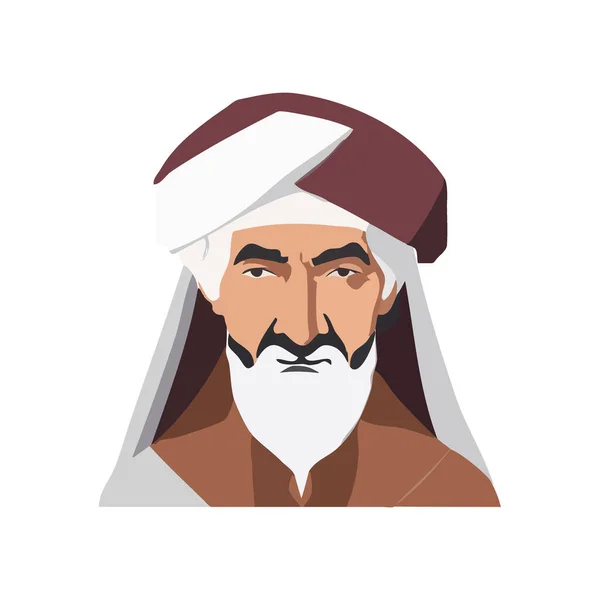 Ritratto Uomo Musulmano Illustrazione Vettoriale Uomo Avatar Arabo — Vettoriale Stock