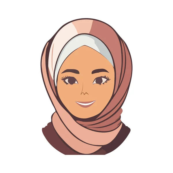 Portrét Krásné Muslimské Dívky Nebo Muslimské Ženy Sobě Hidžáb — Stockový vektor
