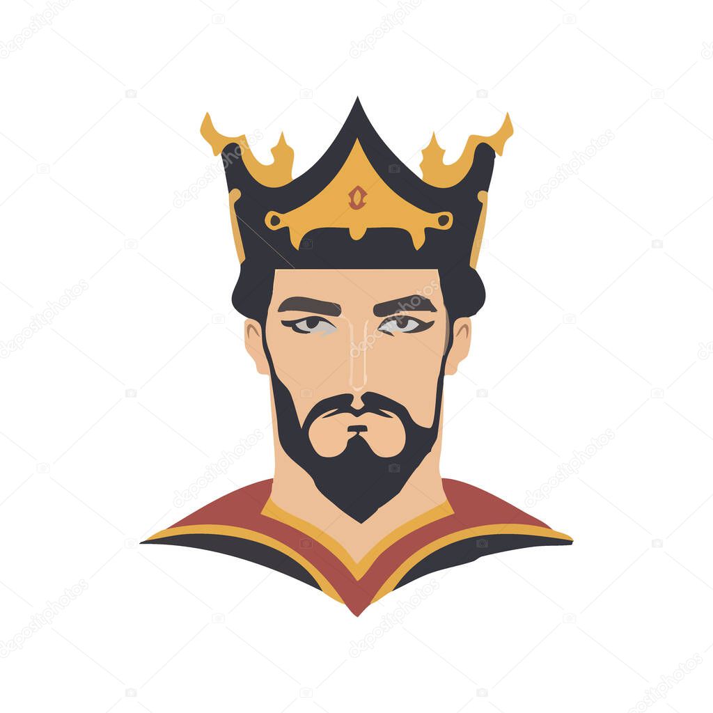 Portrait of a King wearing crown vector illustration
