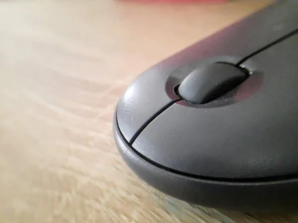 Μαύρο Ασύρματο Ποντίκι Ποντίκι Laptop Ποντίκι Υπολογιστή Κουμπί Κύλισης — Φωτογραφία Αρχείου