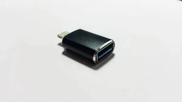 Close View Pin Micro Usb Adapter White Background Transfer Data — Stock Photo, Image
