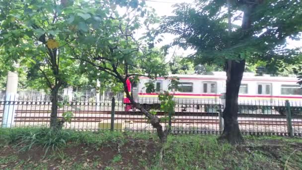Джакарта Індонезія Липня 2023 Року Комутаційна Лінія Поїзд Або Широко — стокове відео