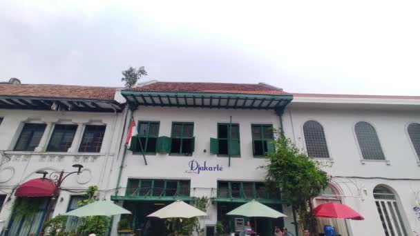 Jakarta Indonesien Juli 2023 Djakarte Kedai Seni Gebäude Ein Vintage — Stockvideo