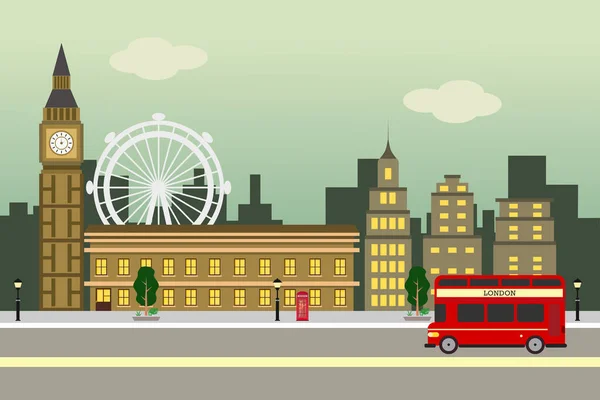 Londýn Vektorové Město Panorama Ilustrace — Stockový vektor