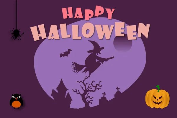 Modèle Halloween Fond Avec Texte Halloween Citrouille Épouvantail Illustration Vectorielle — Image vectorielle