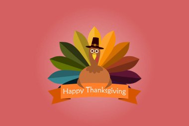 Şükran Günü 'nü hindili kuşla kutluyoruz. Şükran Günü tebrik kartı tasarımın kutlu olsun..