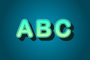 Koyu mavi arkaplanlı ABC harfleri. A, B, C harfleriyle alfabe düz. Vektör illüstrasyonu.