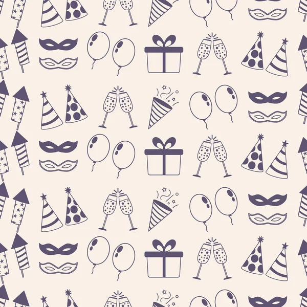 Carnival party seamless pattern with celebration elements. Happy New Year party accessories vector seamless pattern.