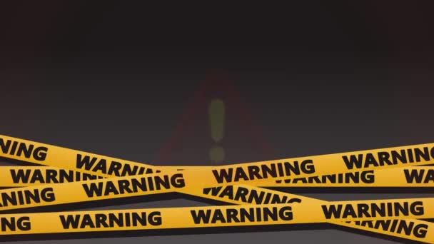 Siyah Arkaplanda Sarı Uyarı Şeritleriyle Yanıp Sönen Uyarı Canlandırması — Stok video