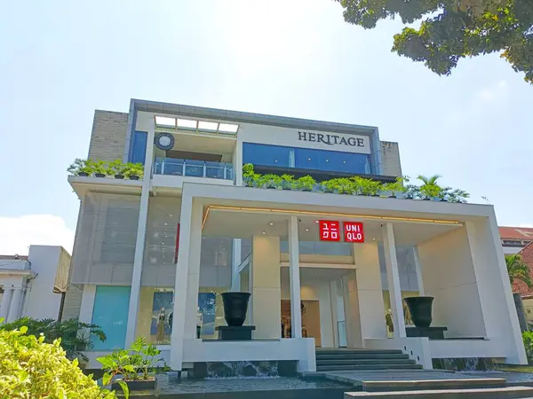 stock image Bandung, Indonesia - July 03, 2024: Front view of Uniqlo Heritage Bandung store. Outdoors.