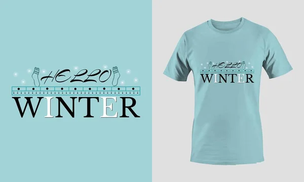 Hola Invierno Camiseta Diseño Ilustración — Vector de stock