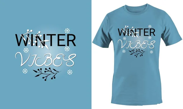 Vibraciones Invierno Camiseta Diseño Ilustración — Vector de stock