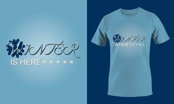 Invierno Está Aquí Camiseta Design Illustration — Vector de stock