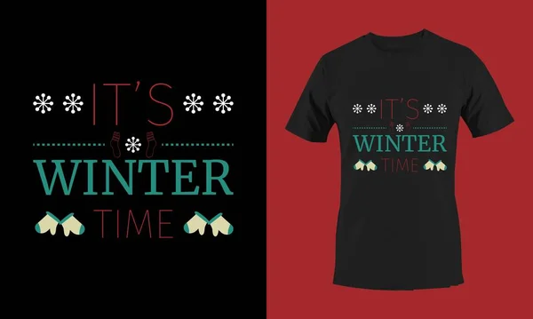 stock vector It's Winter time T-shirt Design Illustration