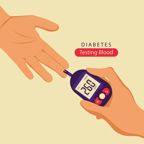 Pruebas Diabetes Con Medidor Gluco Digital — Vector de stock