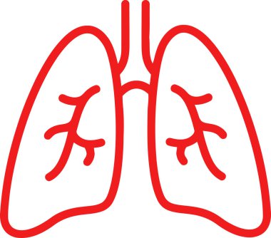 Beyaz arkaplandaki insan ciğerleri ana hatları simgesi izole edildi