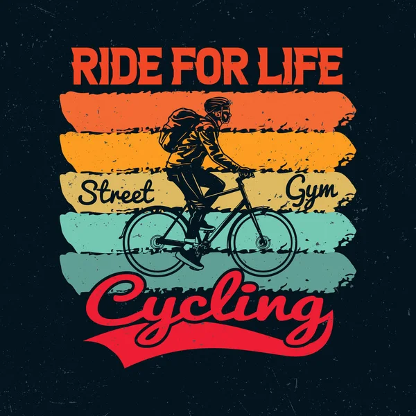 Cykel Vintage Shirt Design Ride Life Street Gym Cykling — Stock vektor